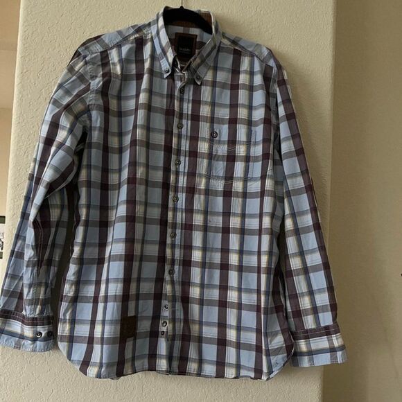 Bugatti Horst Marx Men's Long Sleeve Shirt in Brown/ Blue Checkered size XL - Picture 4 of 14